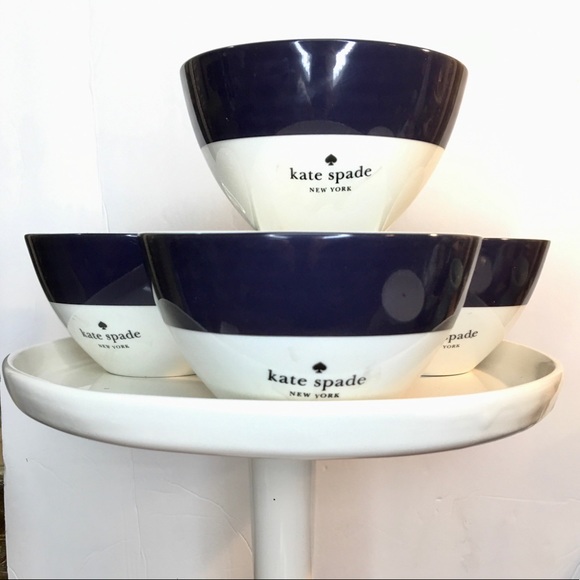 Kate Spade ‘Rutherford Circle’ Navy Blue Bowls Set of 4 NWT - Picture 2 of 3